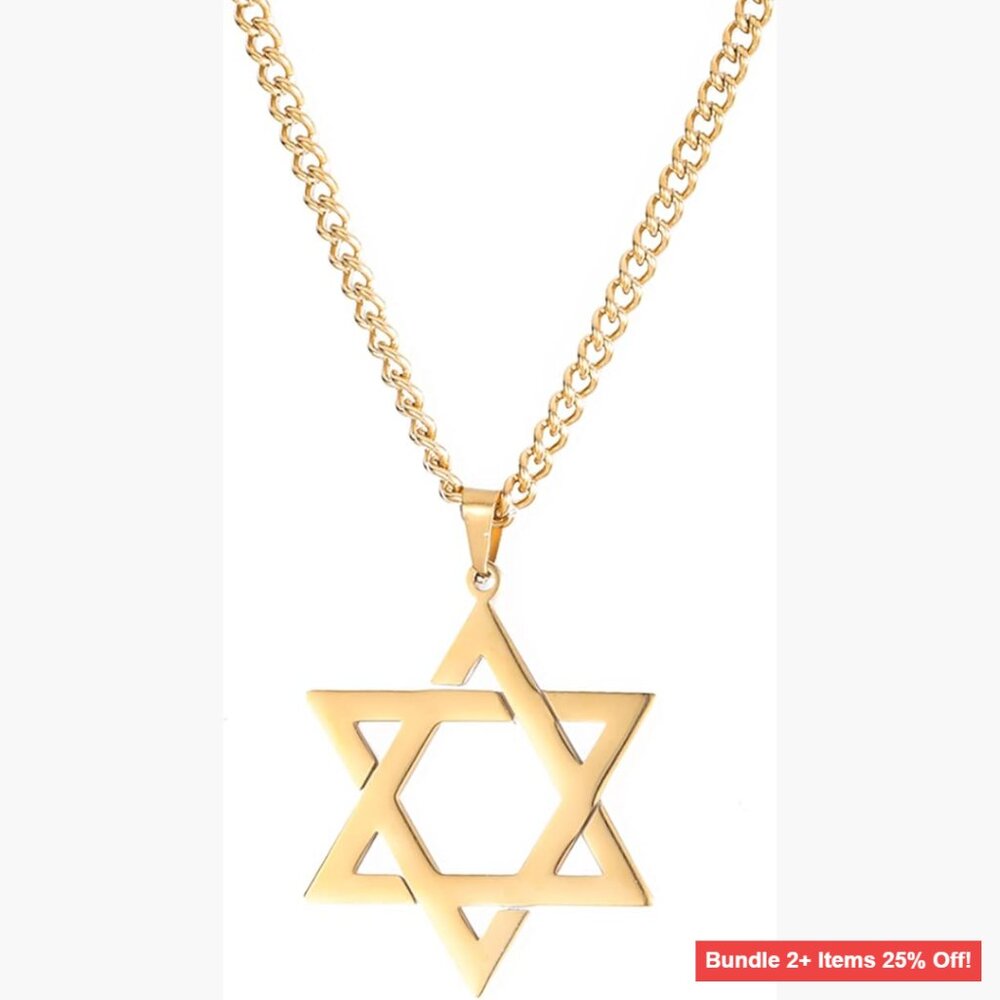 Men's Stainless Steel Star of David Necklace Pendant Amulet Jewelry Gift